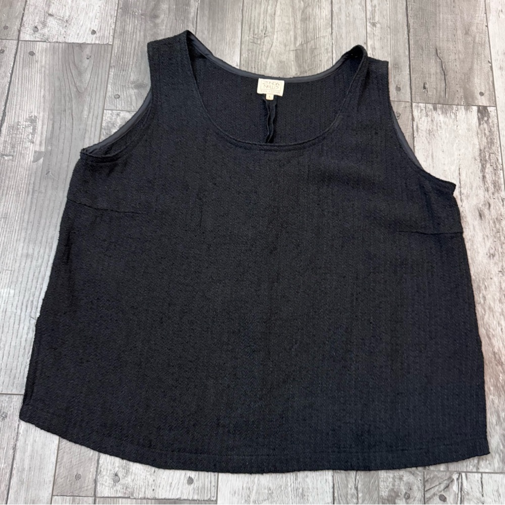 Zonda Nellis Womens Black Large Textured Tank Sleeveless Made in Canada Vtg